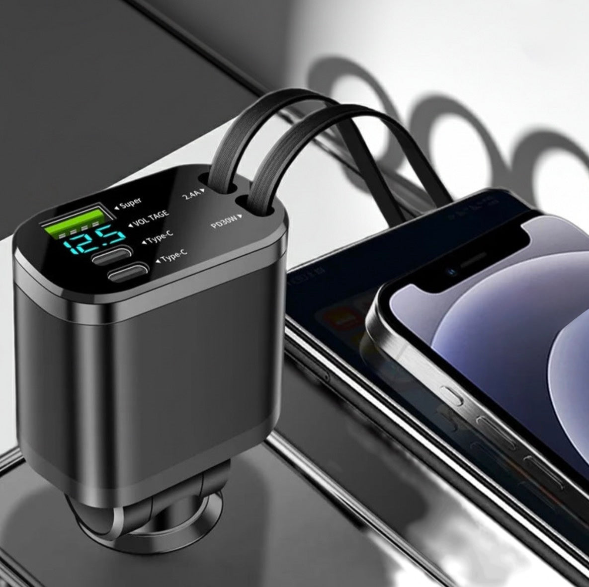 Uttrekkbar telefonlader